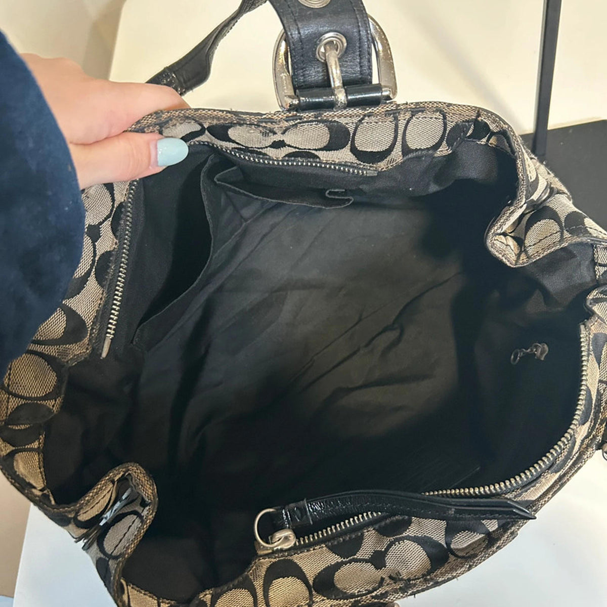 Coach Vintage Black Monogram Shoulder Bag B0960-F13117