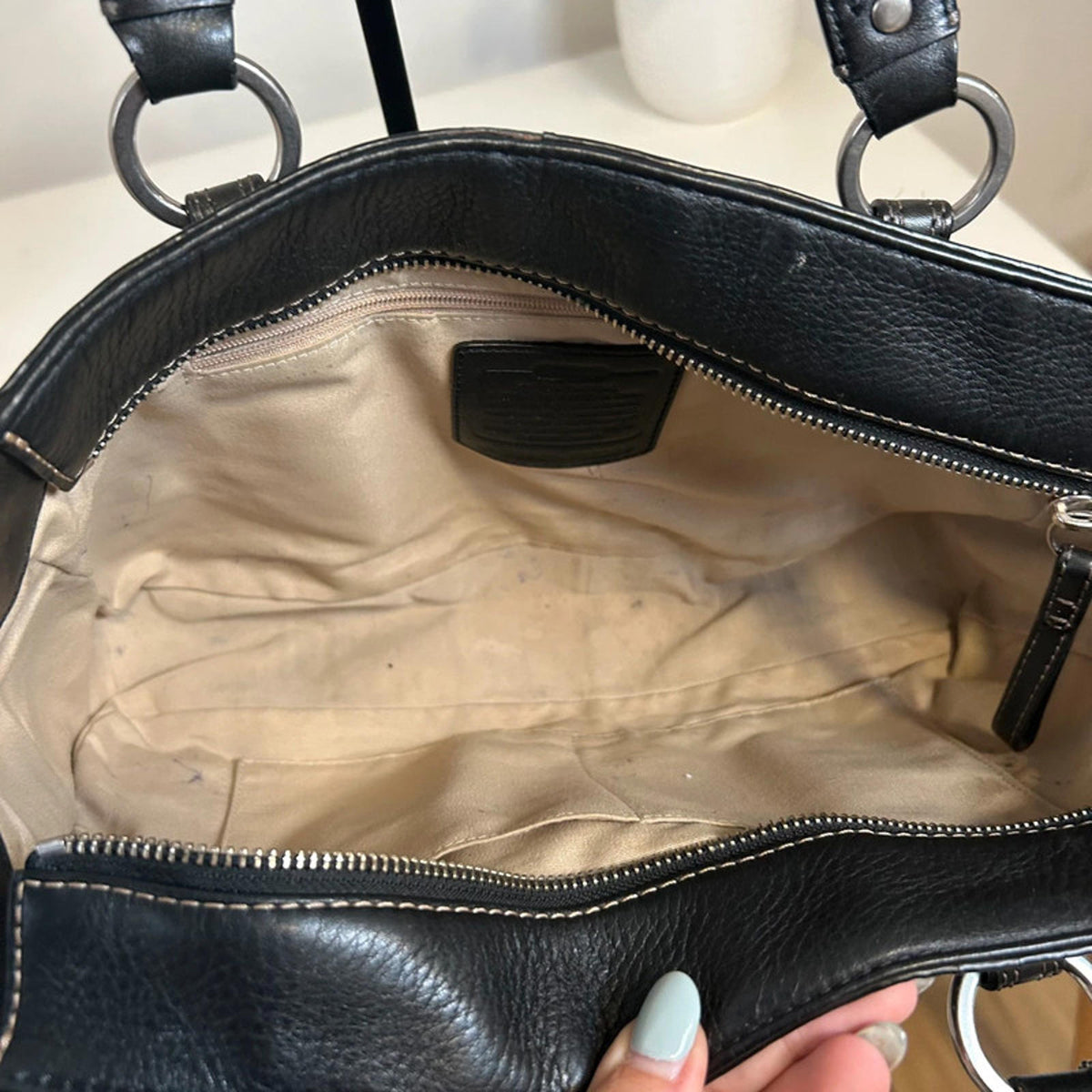 Coach Chelsea Black Pebbled Leather Buckle Tote Shoulder Bag F6981-F12339