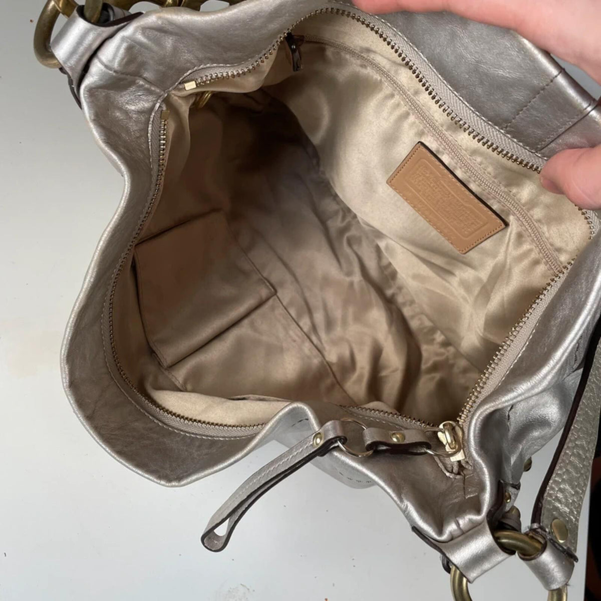 Coach Carly Silver Holographic Shoulder Bag Gold Hardware M0749-11872