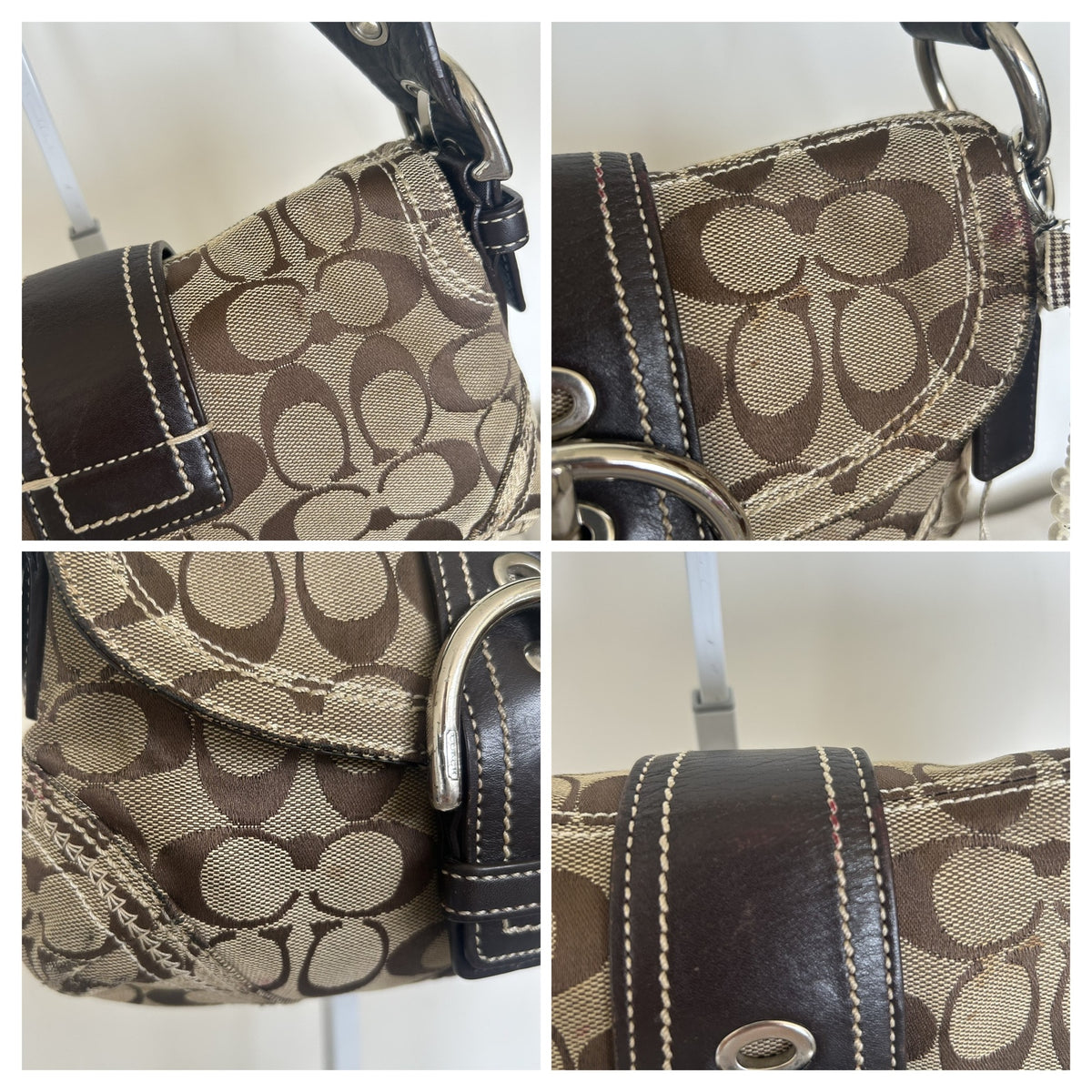 Coach Soho Brown Signature Monogram Shoulder Bag Handbag Purse A0773-10602