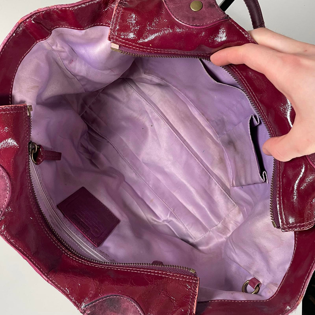 Coach Burgundy Red Patent Leather Shoulder Bag C0873-12352