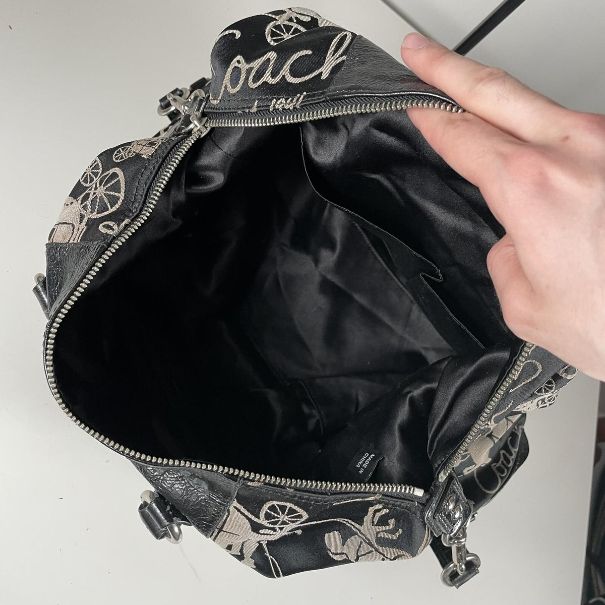 Coach Madison Sabrina Horse & Carriage Black Leather Shoulder Bag G01077-F15653