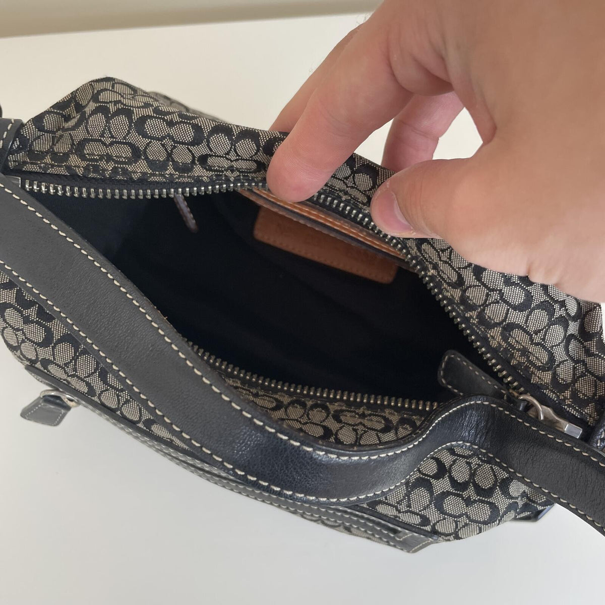 Coach Black Signature Monogram Soft Demi Mini Shoulder Bag D3J-6332