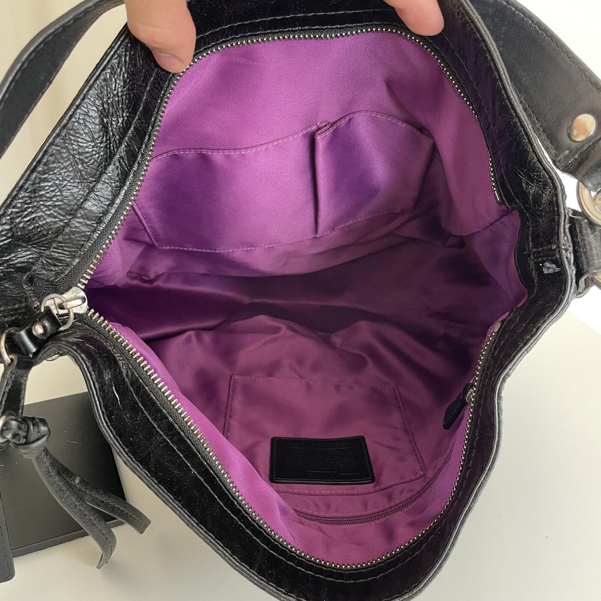 Coach Black Patent Zoe Shoulder Bag F1026-F15471