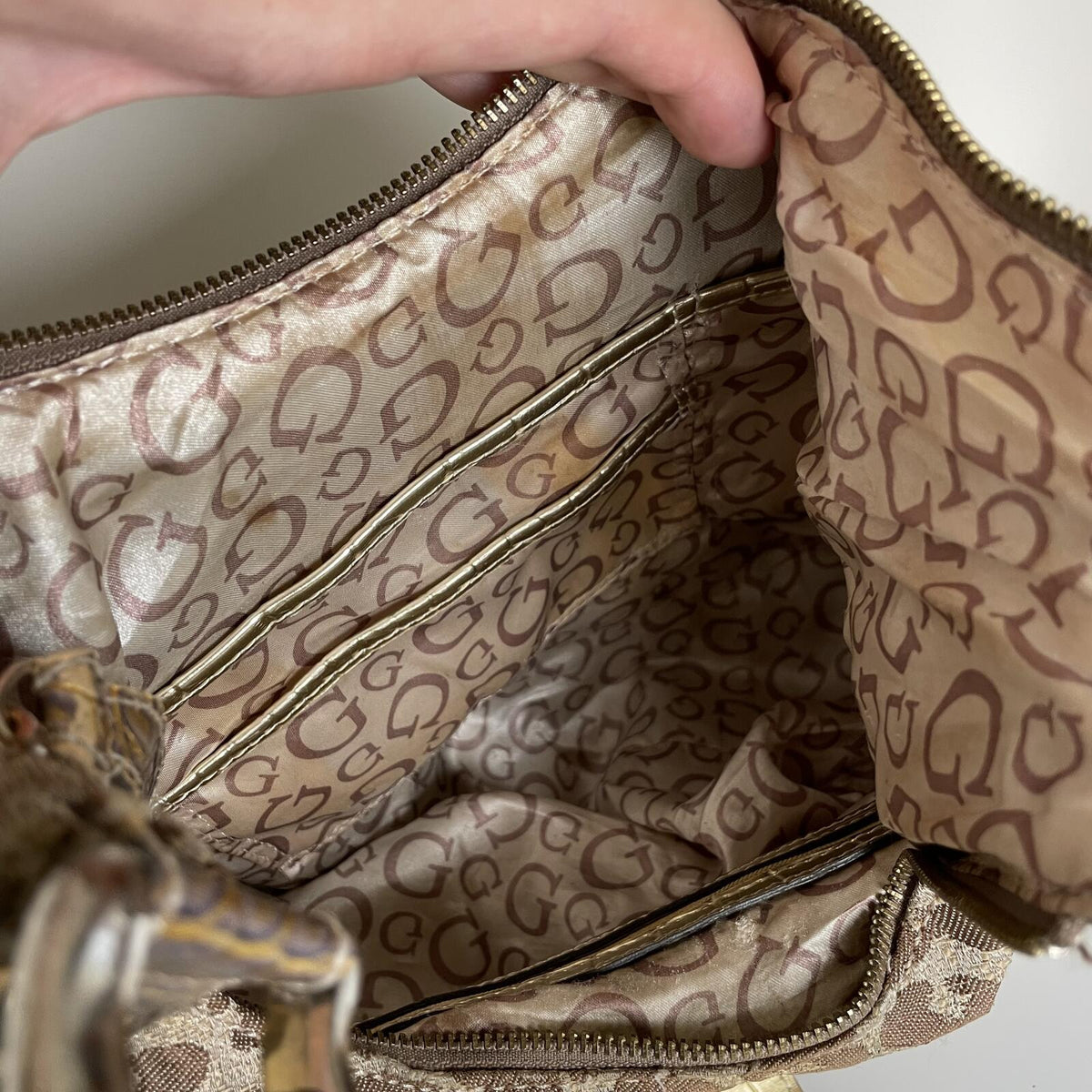 Guess Brown Cheetah Print Studded Shoulder Bag Handbag
