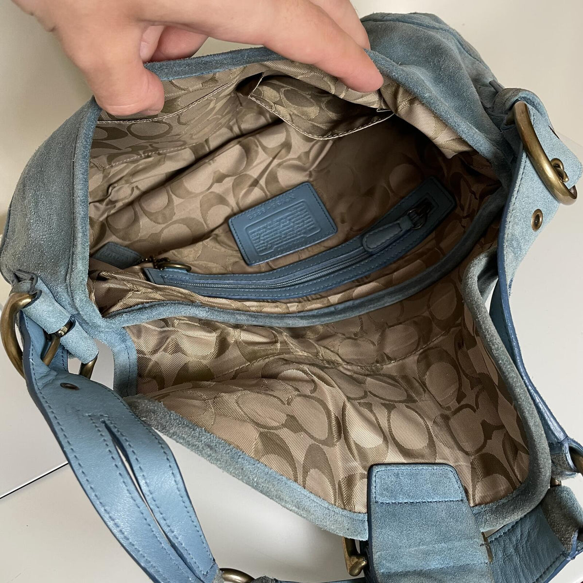 Coach Soho Blue Suede Shoulder Bag Handbag Purse K3S-9253