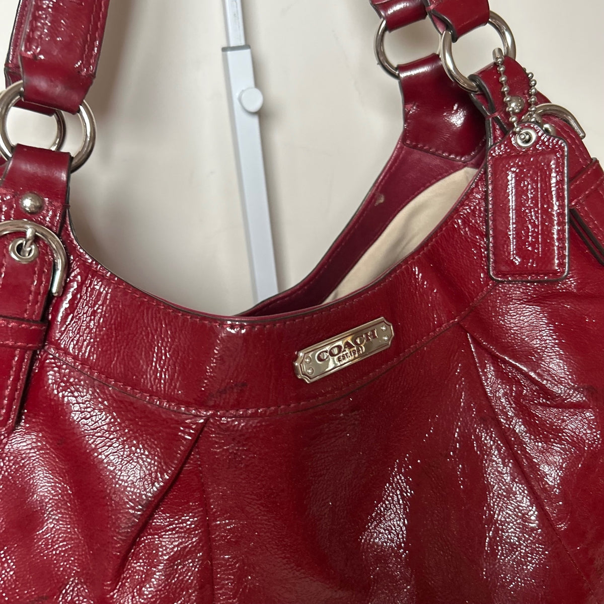 Coach Soho Red Patent Leather Hobo 3 Compartment Shoulder Bag