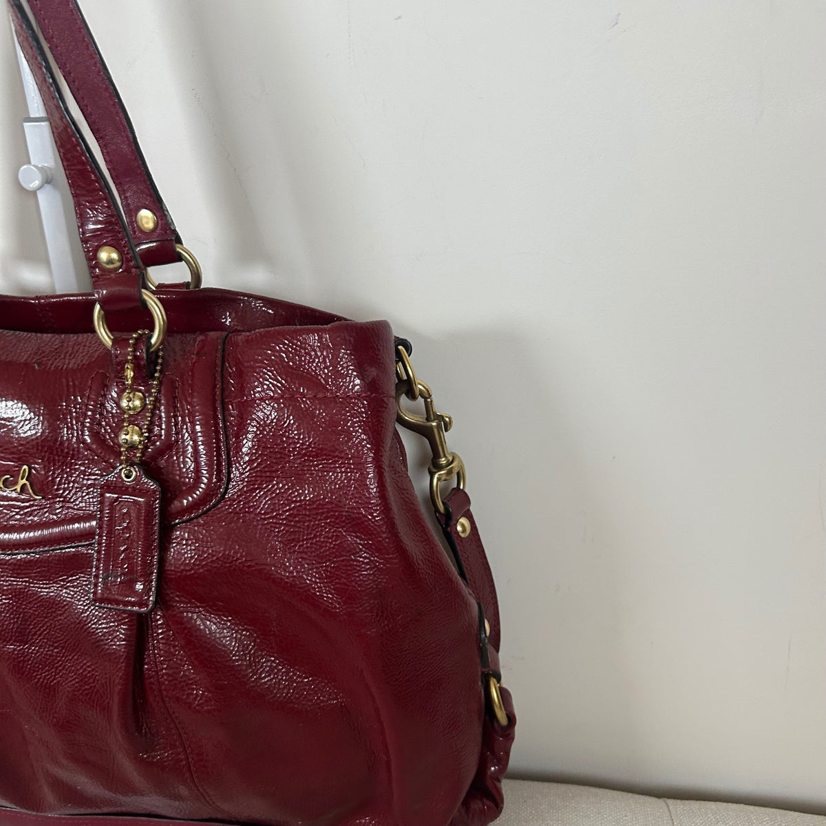 Coach Ashley Red Patent Leather Shoulder Bag H1276-F20464