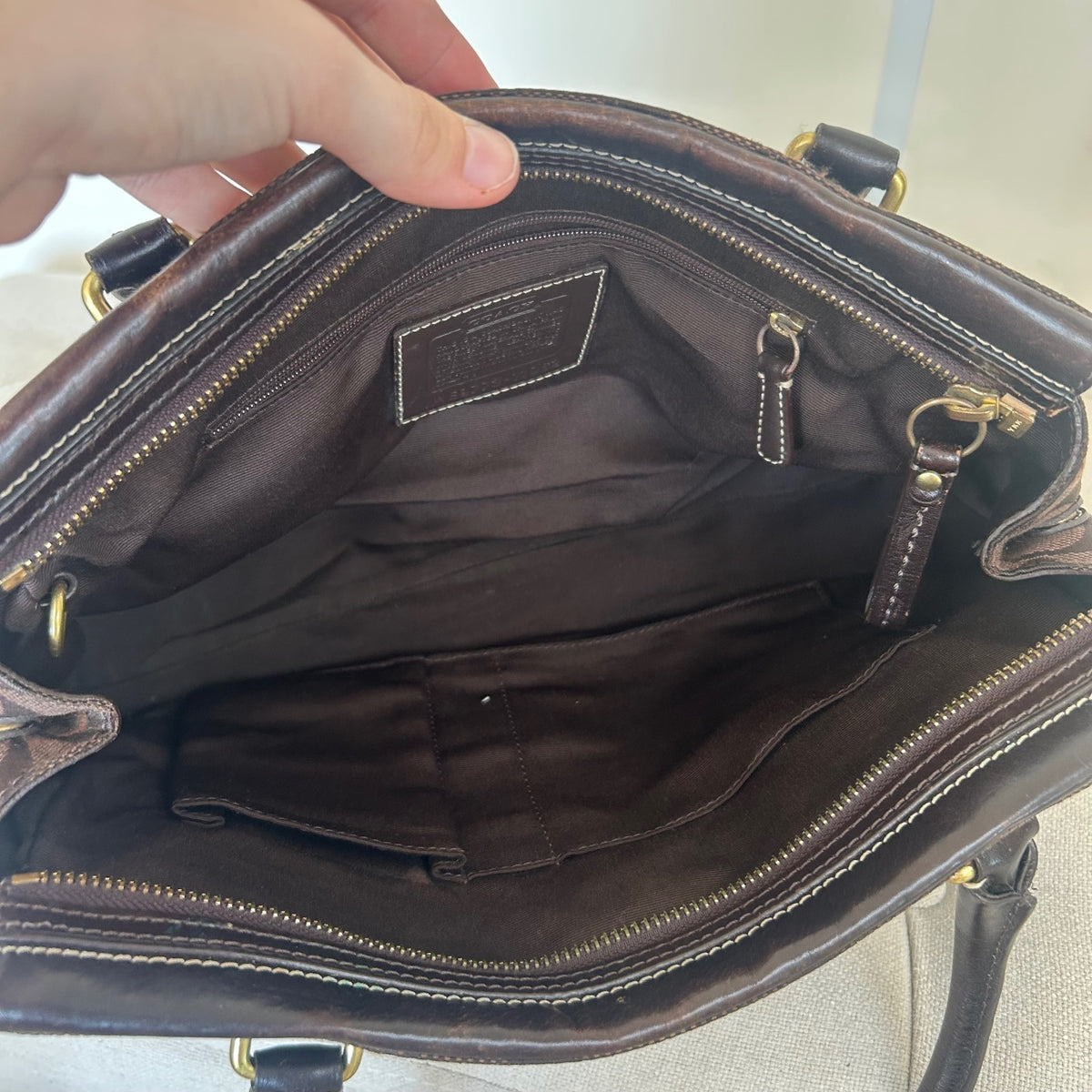 Coach Hampton Chocolate Brown Signature Monogram Shoulder Bag E0773-11062