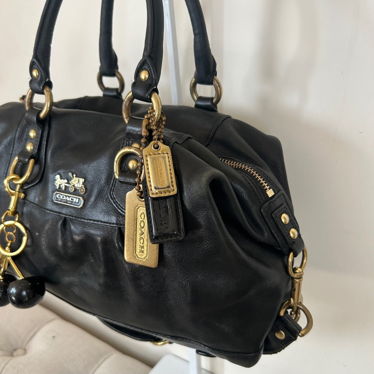 Coach Ashley Black Leather Convertible Handbag L0871-12937