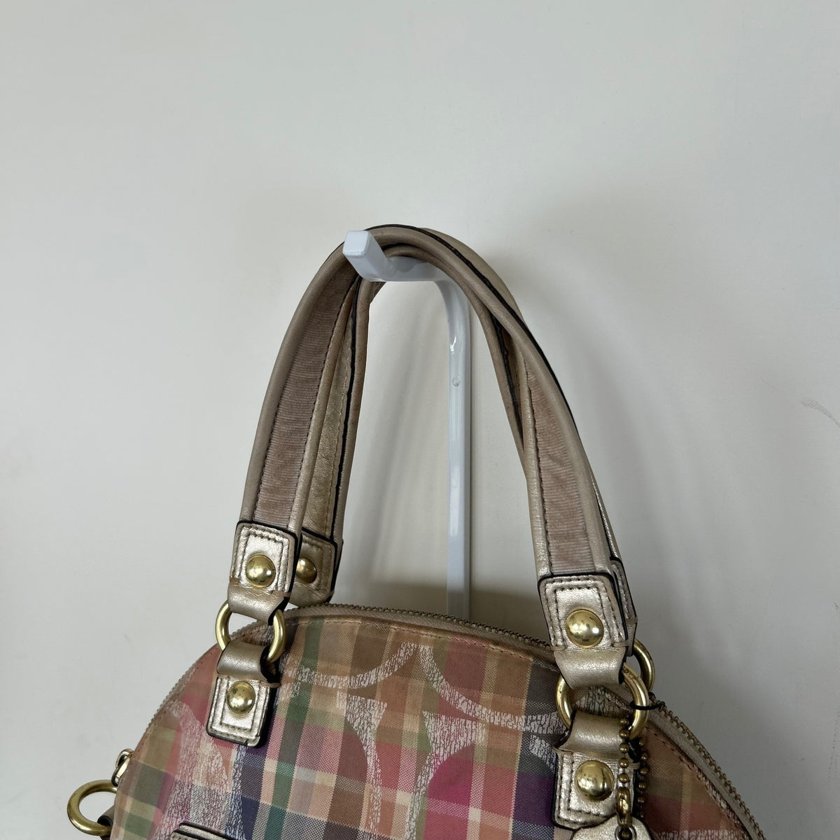Coach Poppy Pink Multicolour Plaid Tartan Shoulder Bag A1382-F23541
