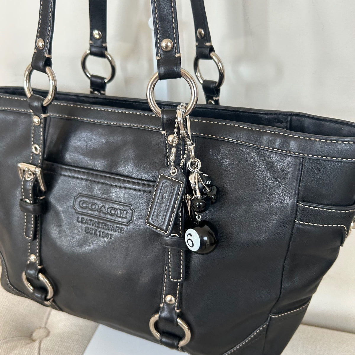 Coach Black Leather East-West Shoulder Bag D0882-F12343