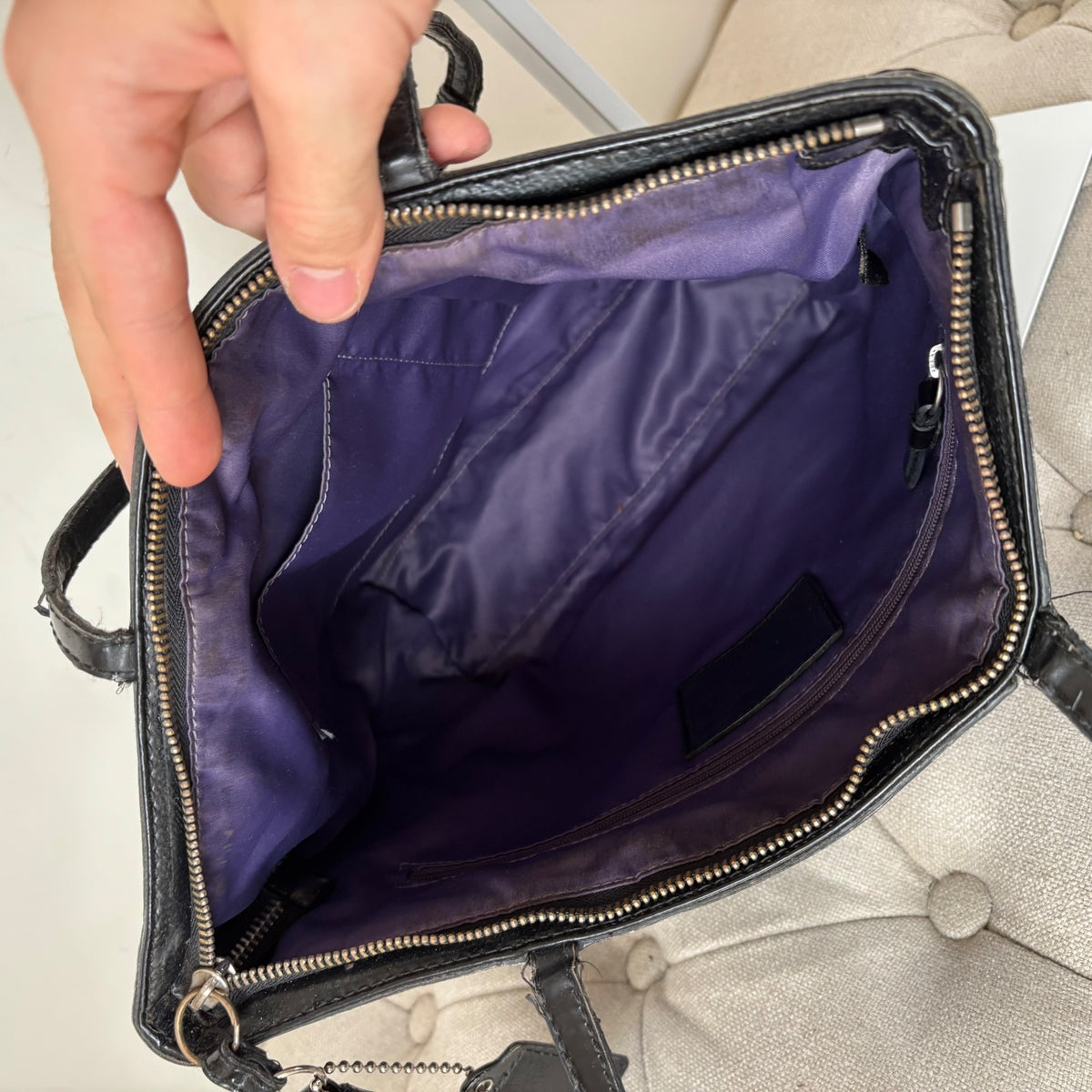 Coach Black Signature Monogram Purple Graffiti Tote Shoulder Bag H1176-F17587