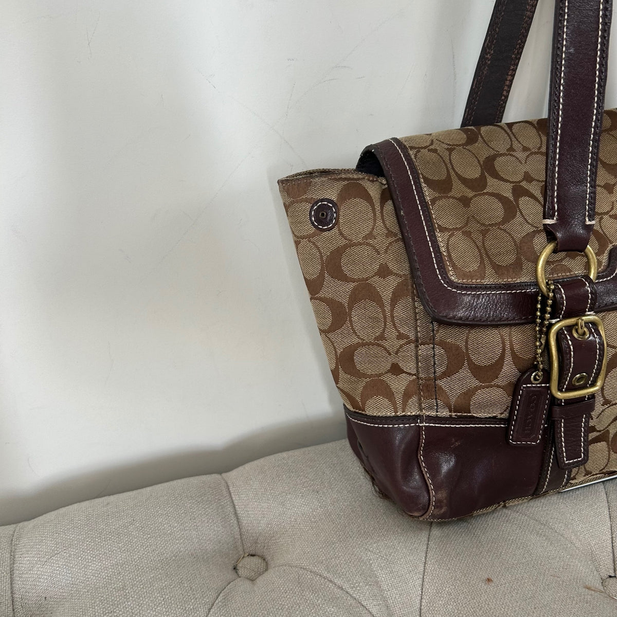 Coach Brown Monogram Turnlock Satchell Shoulder Bag D0726-11061