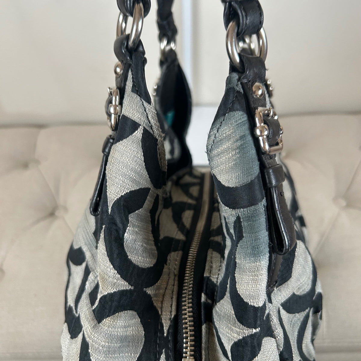 Coach Maggie Black OP Signature Monogram 3 Compartment Shoulder Bag E1120-F17020