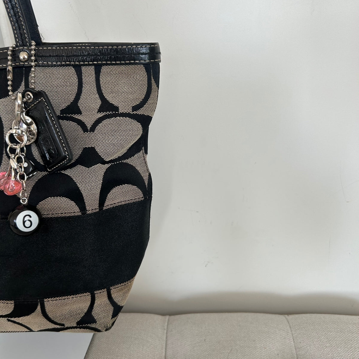 Coach Black Monogram Tote Shoulder Bag C1094-F13548