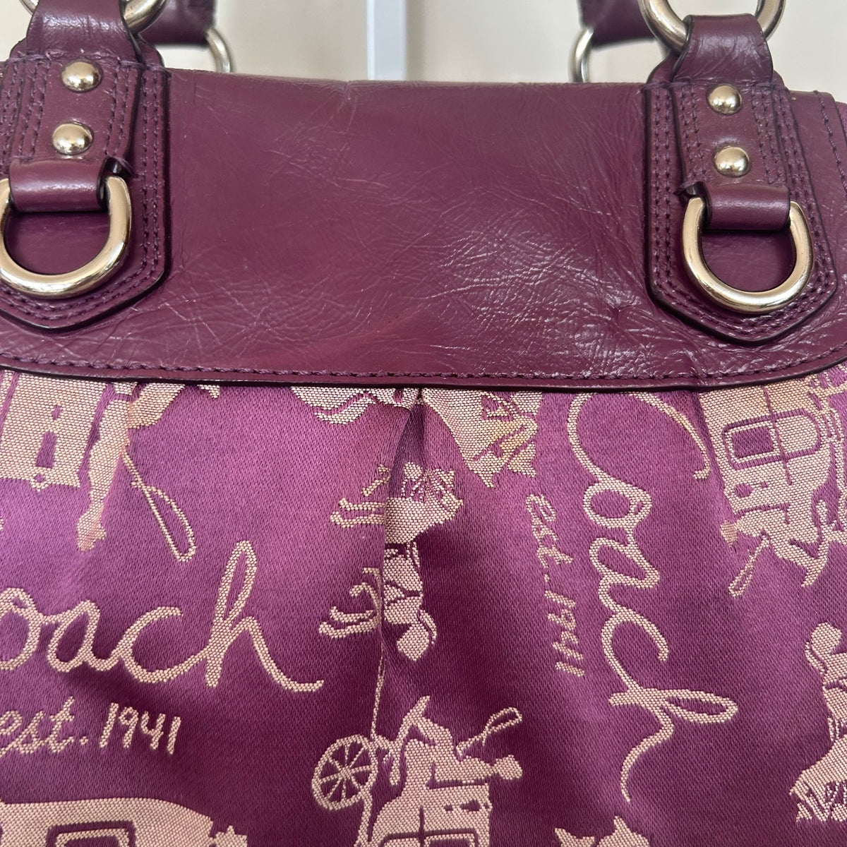 Coach Ashley Purple Horse & Carriage Shoulder Bag G1077-F15653