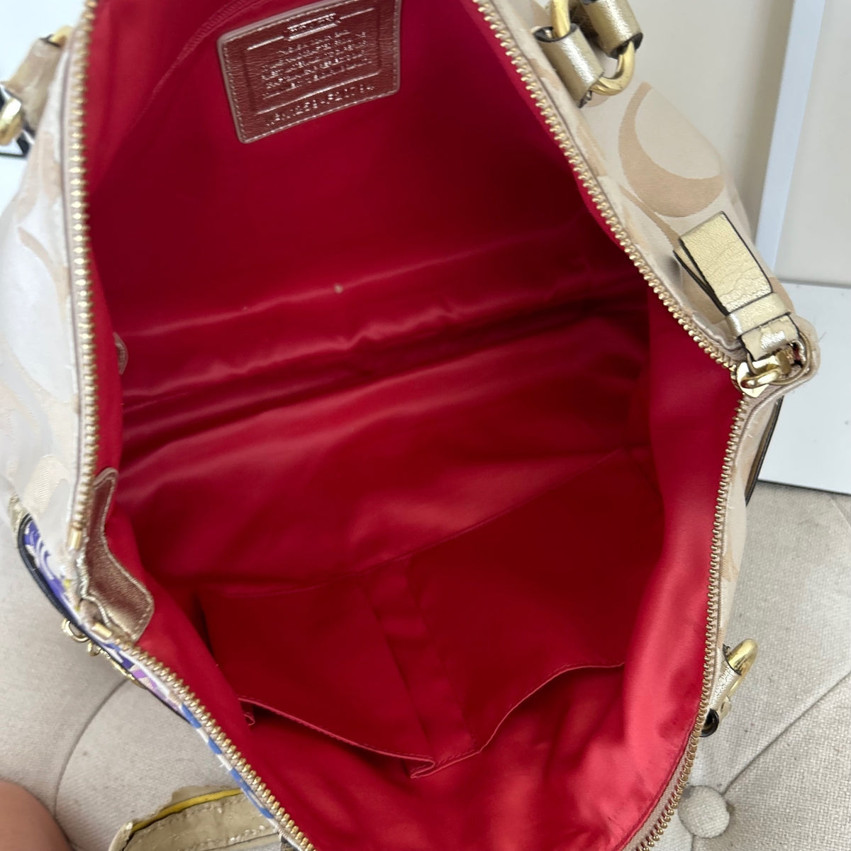 Coach Poppy Beige Flower Detail Shoulder Bag K1259-F20794