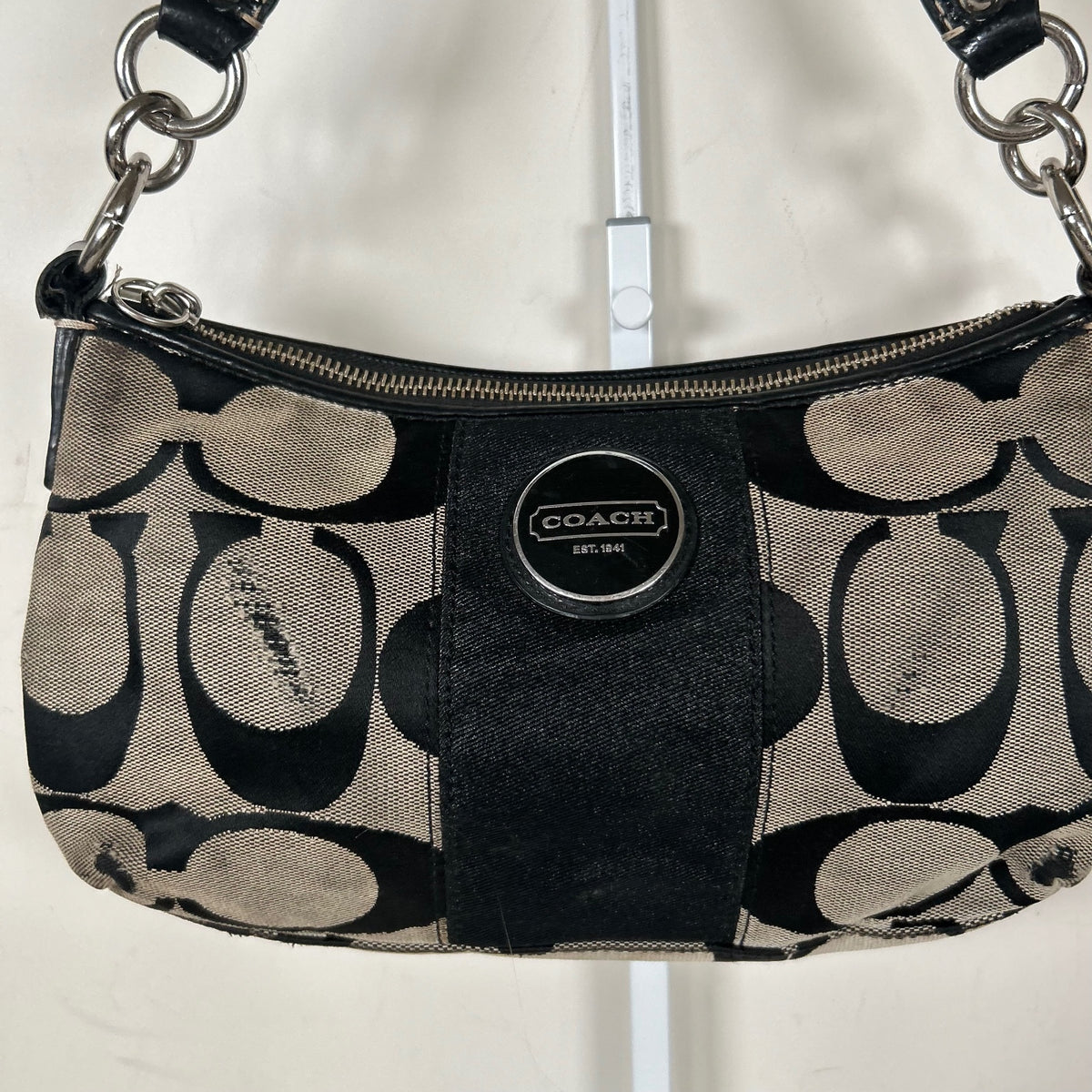 Coach Black Monogram Stripe Mini Shoulder Bag A1175-F17439
