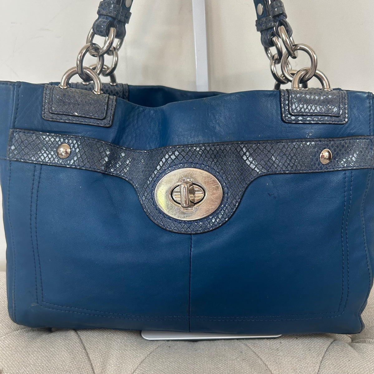 Coach Blue Leather Penelope 3 Compartment Shoulder Bag E1160-F16531