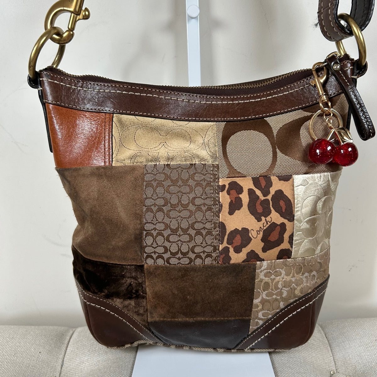 Coach Brown Patchwork Crossbody Convertible Shoulder Bag F0893-F12840