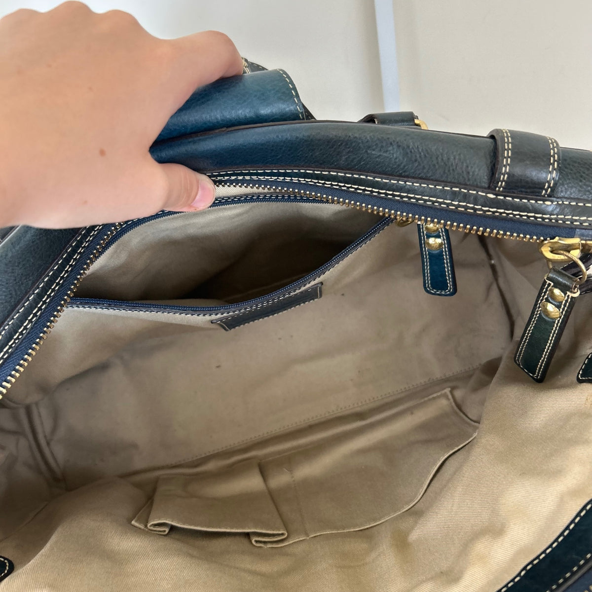 Coach Hamptons Blue Leather Carryall Shoulder Bag L0793-11086
