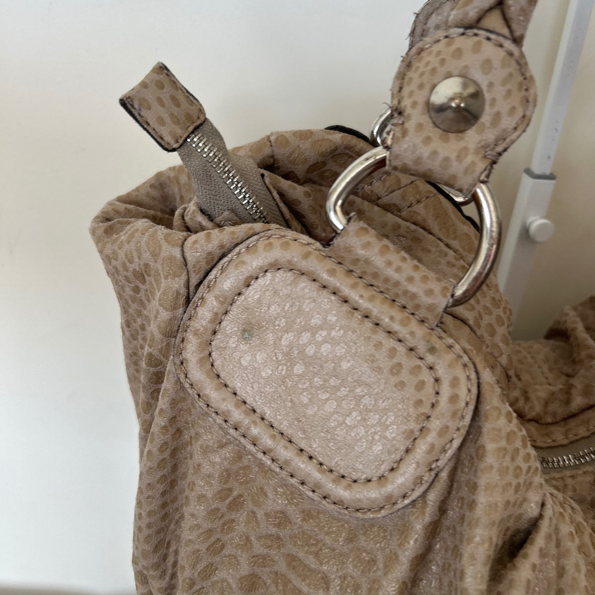 Guess Large Brown/ Beige Snakeskin Slouchy Hobo Shoulder Bag