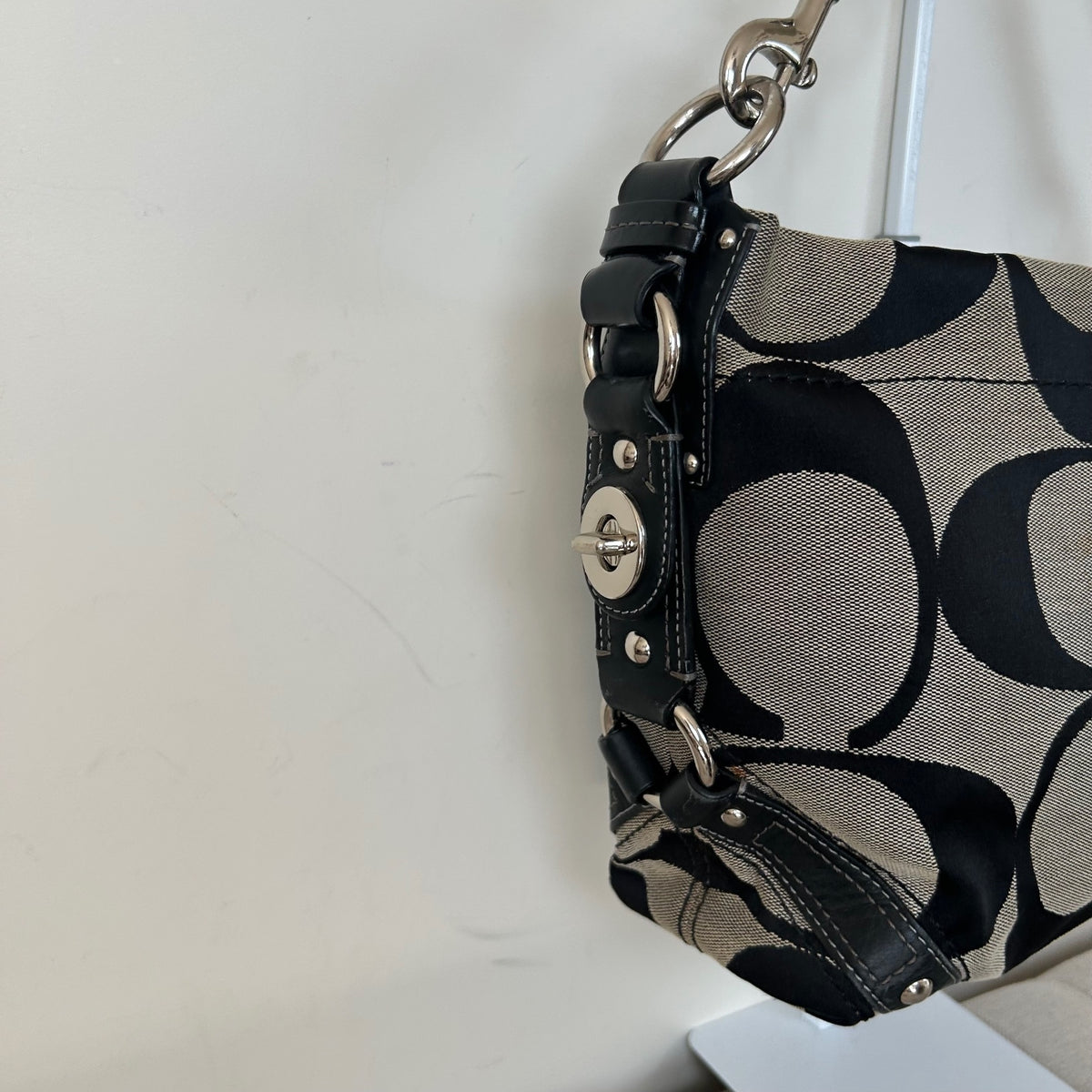 Coach Black Monogram Carly Shoulder Bag G0826-12871