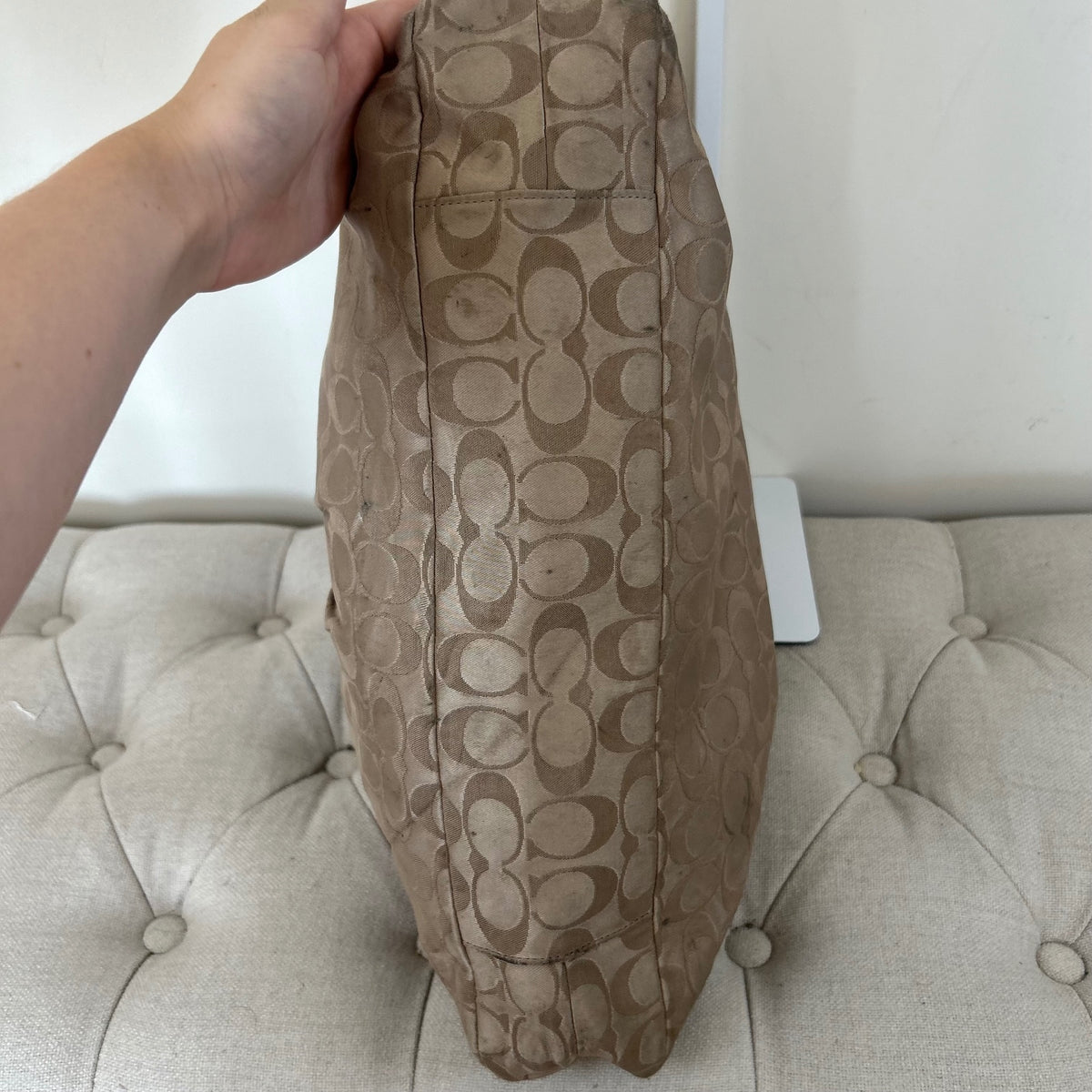 Coach Beige Monogram 3 Compartment Shoulder Bag C1159-F15510