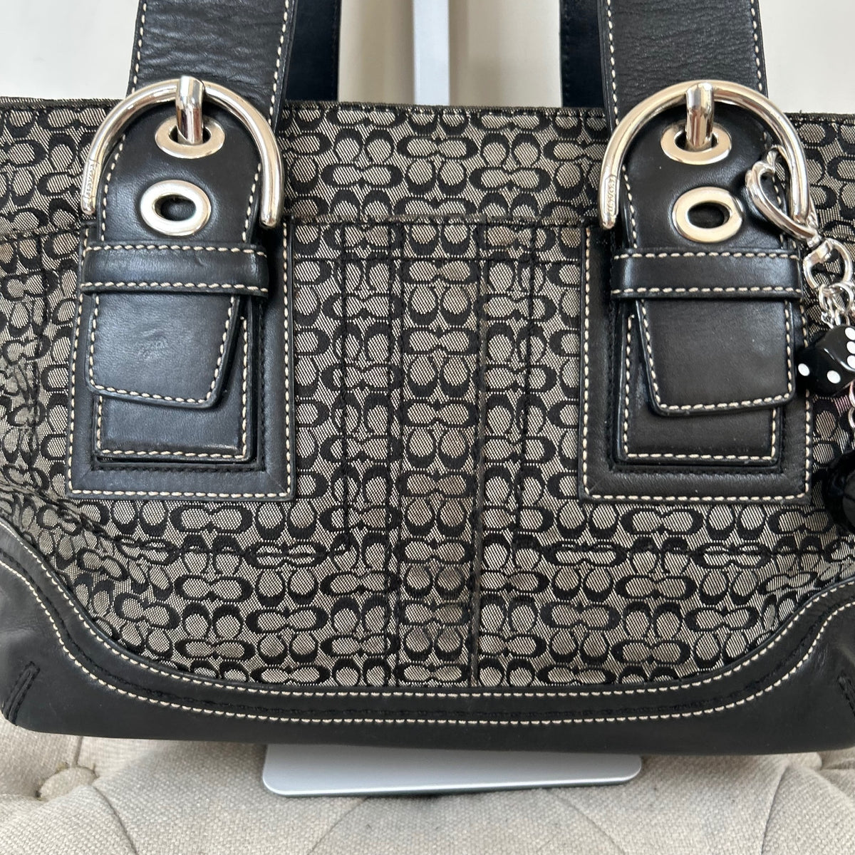 Coach Black Monogram Soho Tote Shoulder Bag M0778-F10927