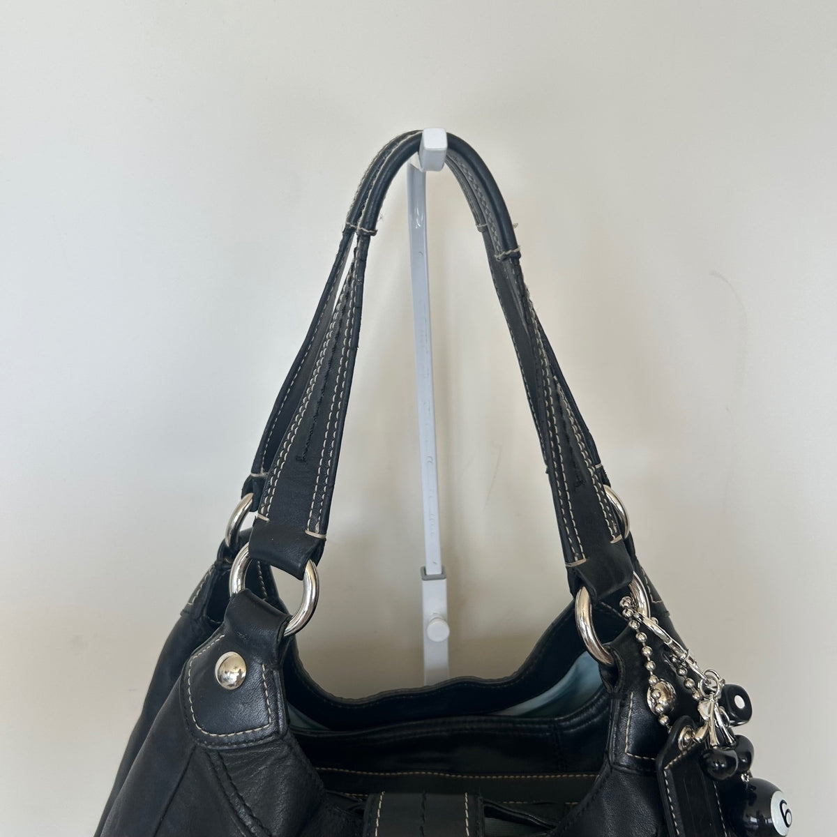 Coach Black Leather 3 Compartment Large Shoulder Bag M1069-F15075