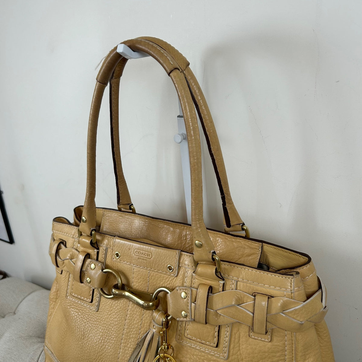 Coach Pastel Yellow Leather Hampton Shoulder Bag A0793-10529