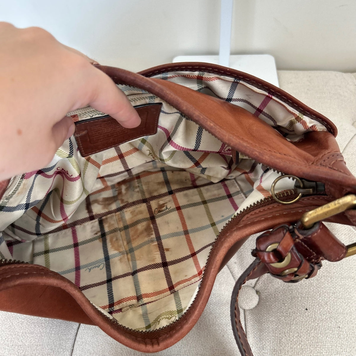 Coach Bleecker Laced Hobo Shoulder Bag Tan Brown Leather H0769-11416