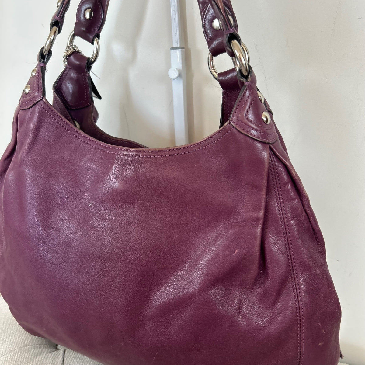Coach Purple Leather 3 Compartment Shoulder Bag D1082-14313