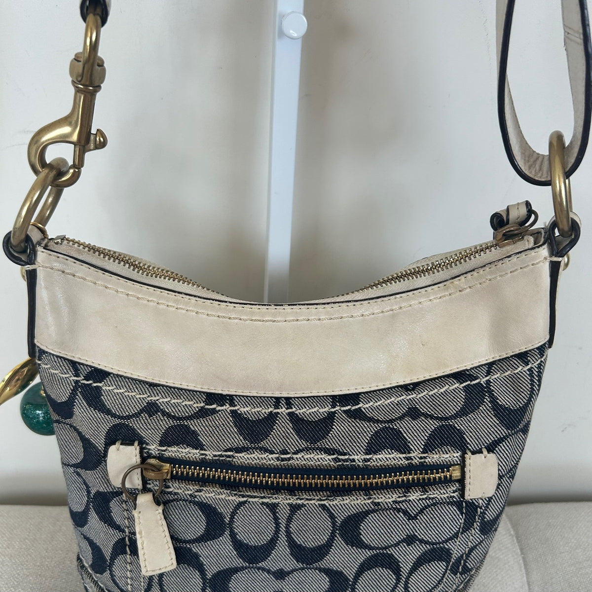 Coach Denim Monogram Convertible Crossbody Shoulder Bag G065-10402