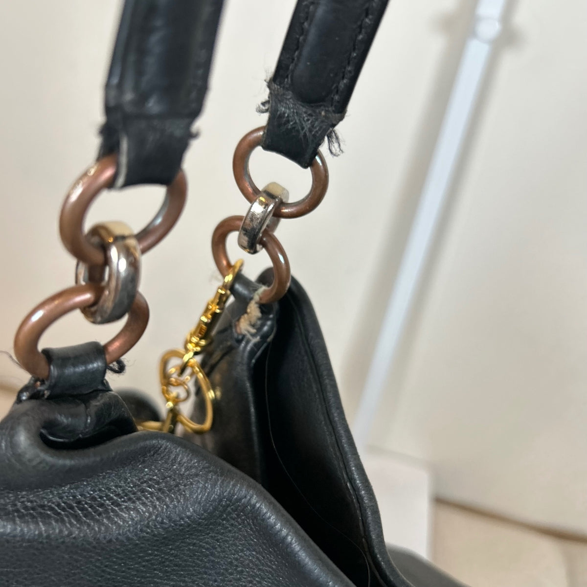 Coach Maggie Black Leather 3 Compartment Shoulder Bag