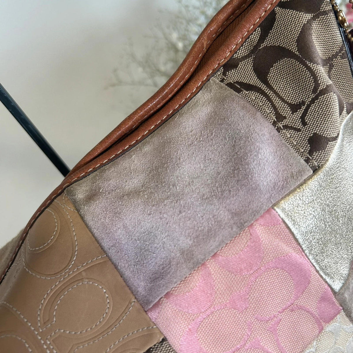 Coach Pink and Purple Patchwork Shoulder Bag L0769-11709