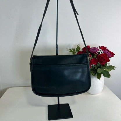 Coach Vintage Black Leather City Bag Gold Turn Lock B0N-9790