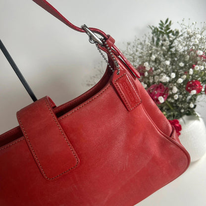 Coach Red Leather Hampton Hobo Shoulder Bag J0S-7789