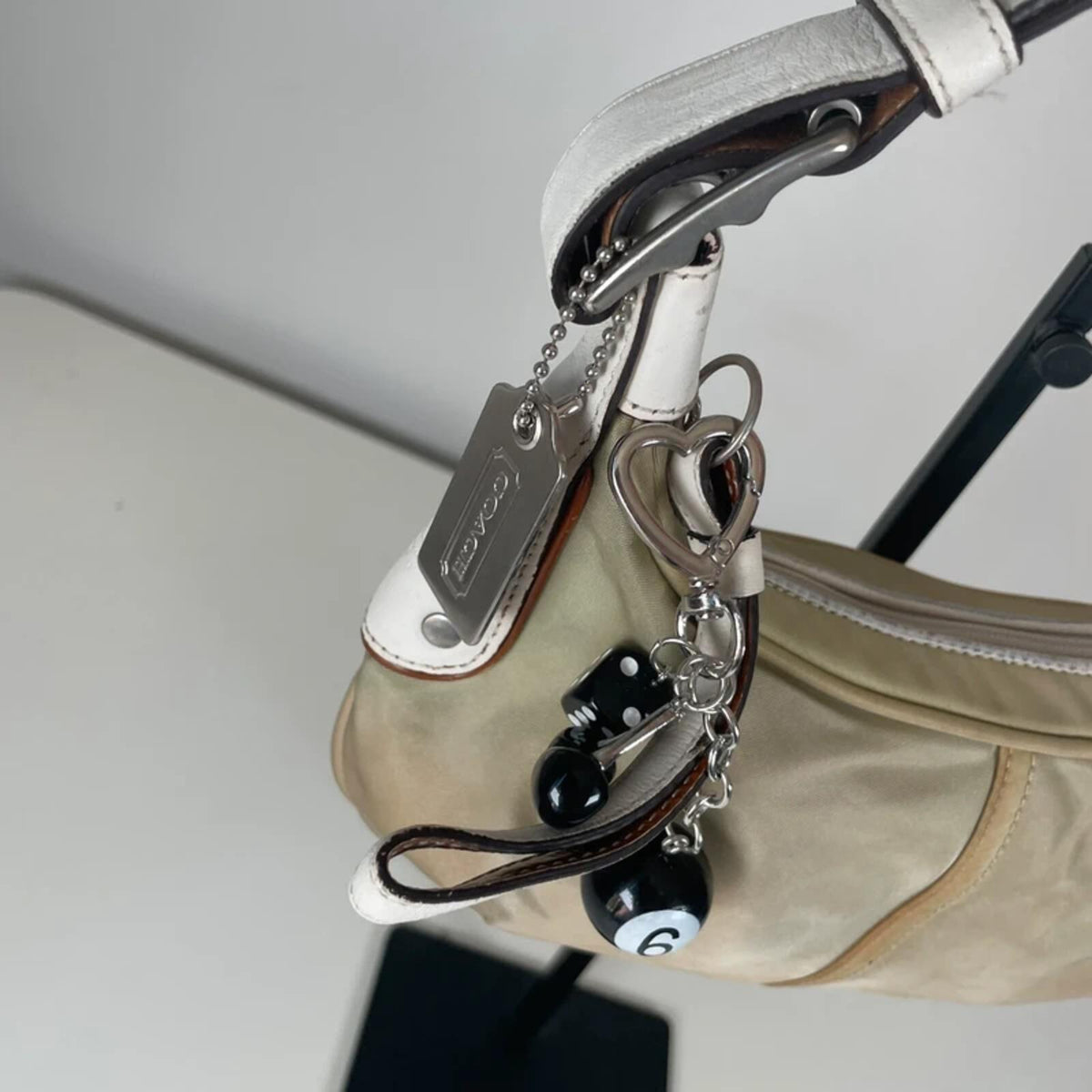 Coach Green Nylon Leather Hobo Shoulder Bag J3K-6671