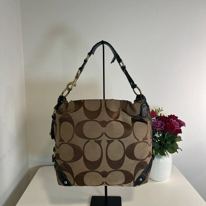 Coach Tan Brown Signature Carley Hobo Bag E0773-10620
