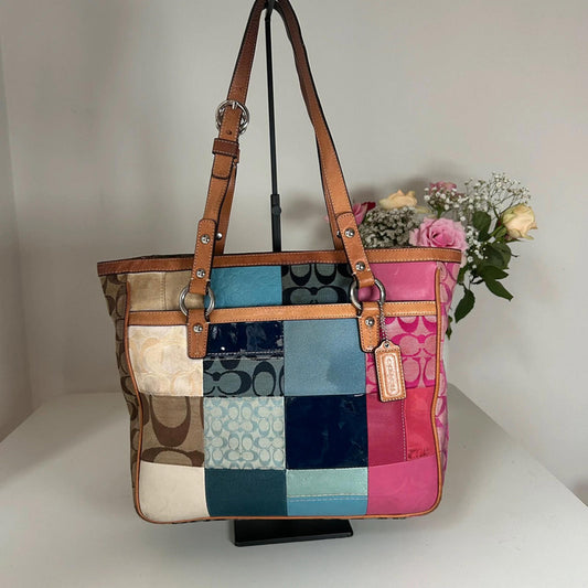 Vintage Coach Patchwork Tote Shoulder Bag L0949-F14653