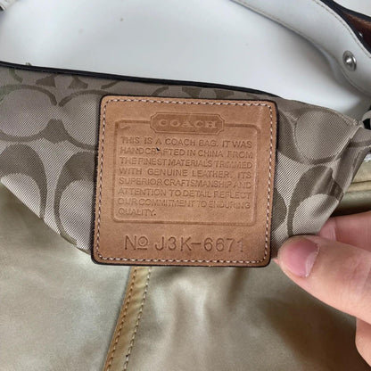 Coach Green Nylon Leather Hobo Shoulder Bag J3K-6671