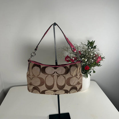 Coach Pink Striped Jacquard Demi Shoulder Bag D1175-F17439