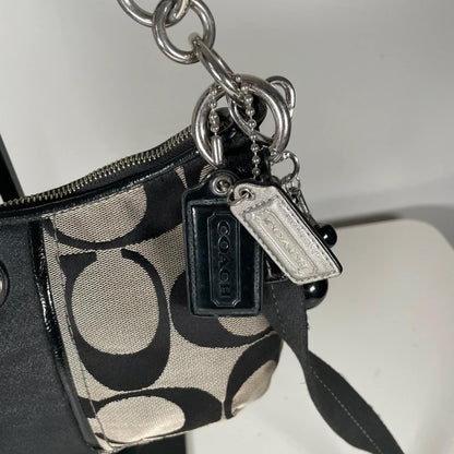 Coach Signature Jacquard Stripe Demi Bag Black Patent Leather K1371-28662E