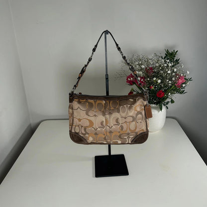 Coach Gold & Brown Chelsea Leather and Suede Shoulder Bag D05K-2172