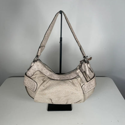 Guess Beige Monogram Hobo Shoulder Bag