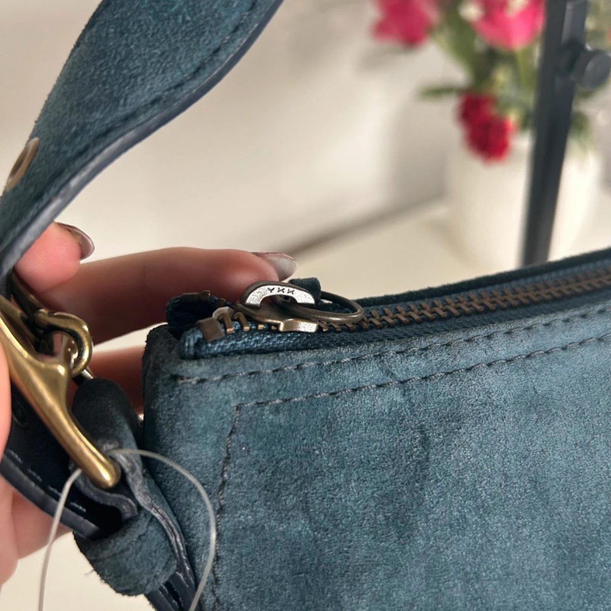 Coach Hampton Soft Suede Navy Blue Mini Baguette Shoulder Bag BNWT G04S-7470
