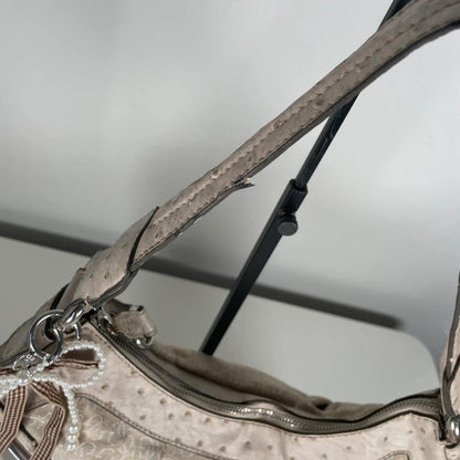 Guess Beige Monogram Hobo Shoulder Bag