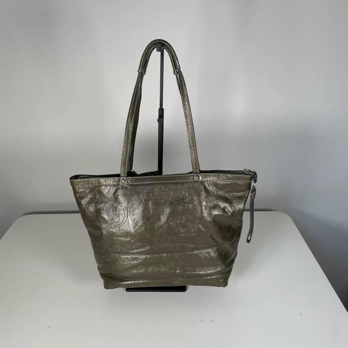 Coach Green Khaki Patent Leather Shoulder Bag Y2K E1093-F15142